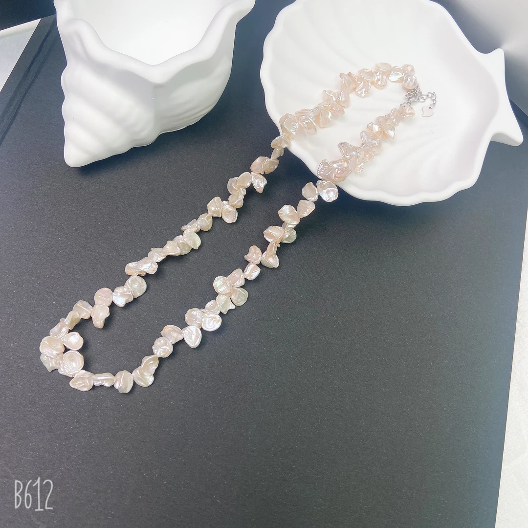 天然淡水珍珠6013#巴洛克银蓝S925银花瓣珍珠项链（多样性发）