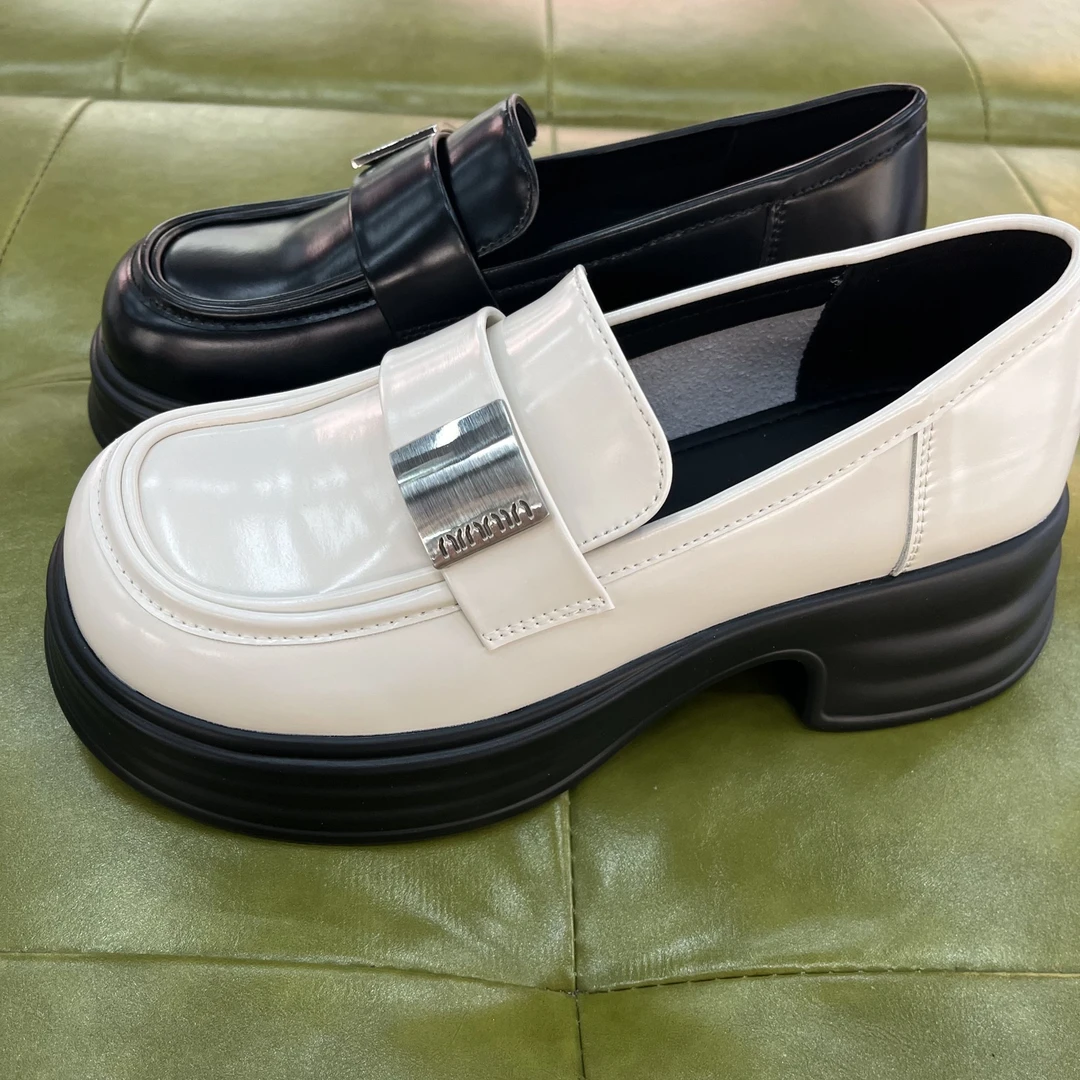 FD71033松糕底时尚休闲百搭女乐福单鞋厚底乐福鞋圆头乐福鞋