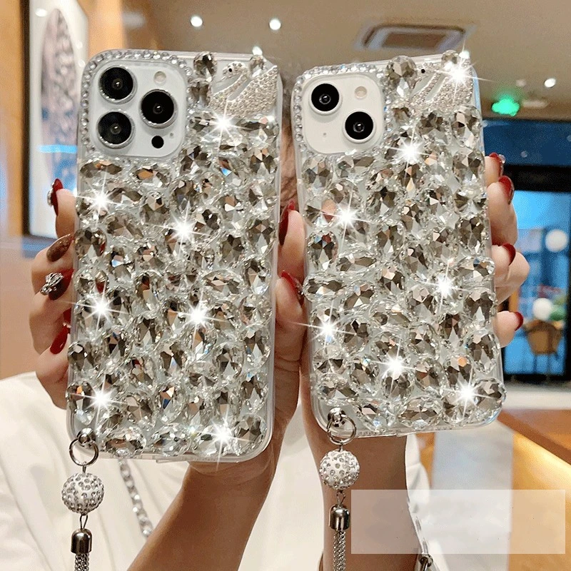 苹果11/12/13/14系列手机壳13/14promax创意天鹅女款流沙手机壳