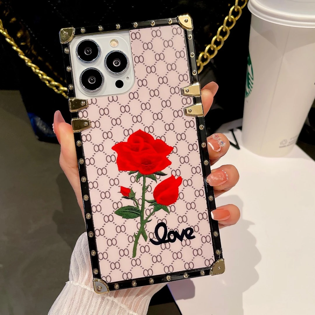 苹果14系列iphone13防摔手机壳14promax玫瑰花12/13支架手机壳