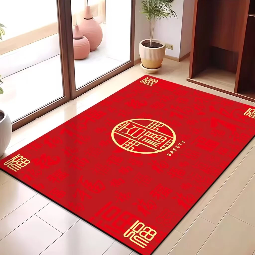 红色入户门地垫门口进门垫家用硅藻泥吸水防滑垫免洗耐脏喜庆脚垫