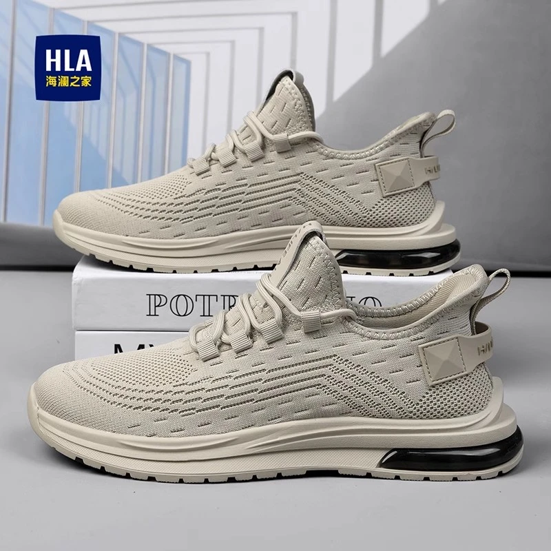 HLA/海澜之家男鞋2024新款夏季透气飞织网面跑步鞋男士休闲运动鞋