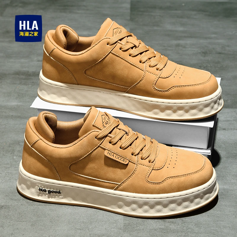 海澜之家男鞋2024新款冬季流厚底增高板鞋男真皮百搭男士休闲鞋