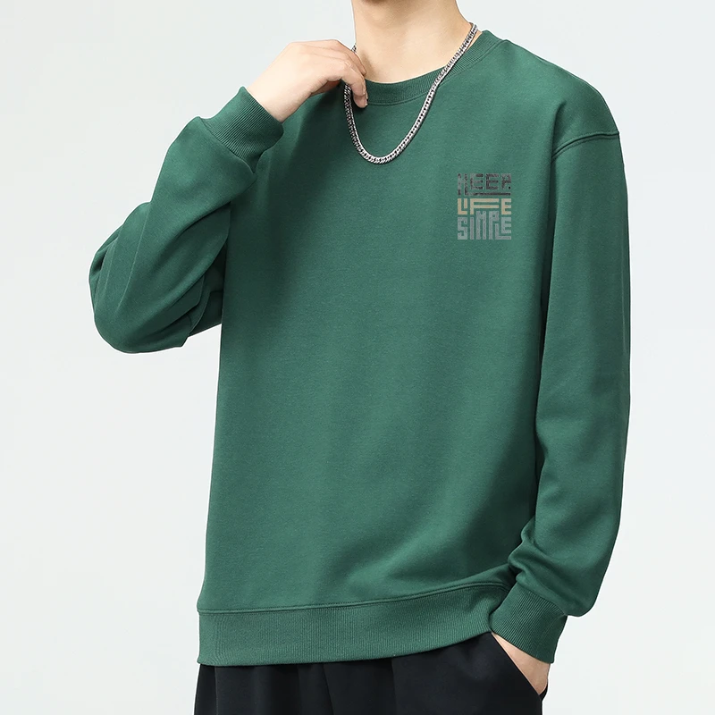 重磅圆领卫衣春秋款男士秋装2024新款休闲潮牌大码男装上衣121