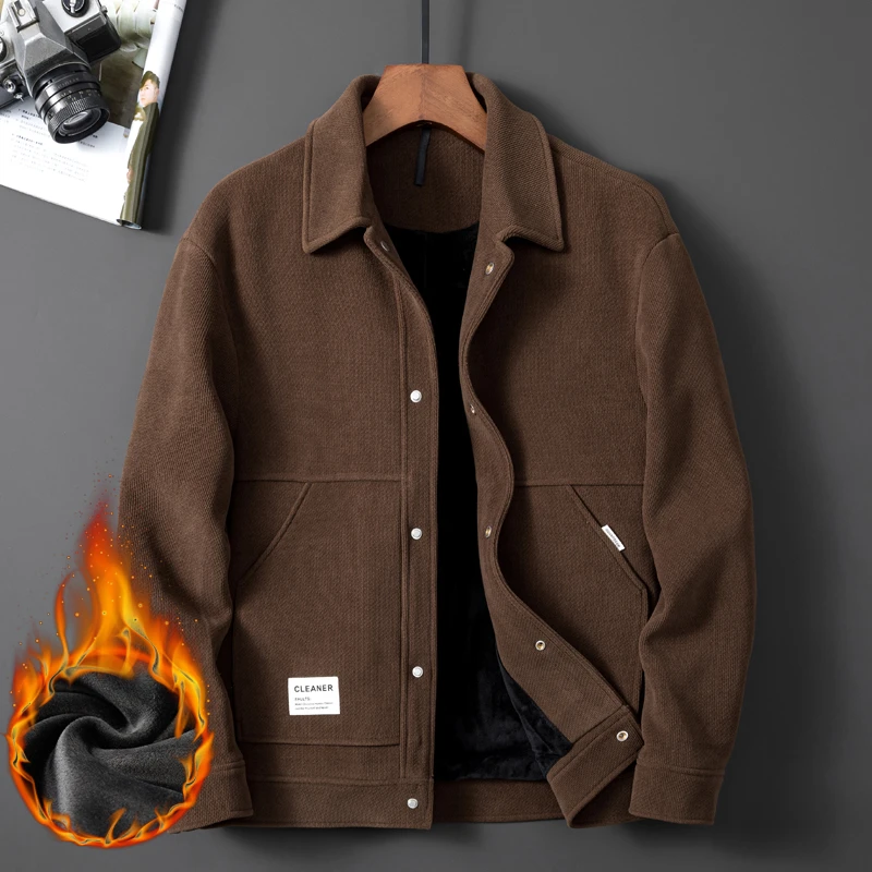 冬季棉夹克男士休闲秋冬新款时尚短款潮流翻领宽松衬衫式外套