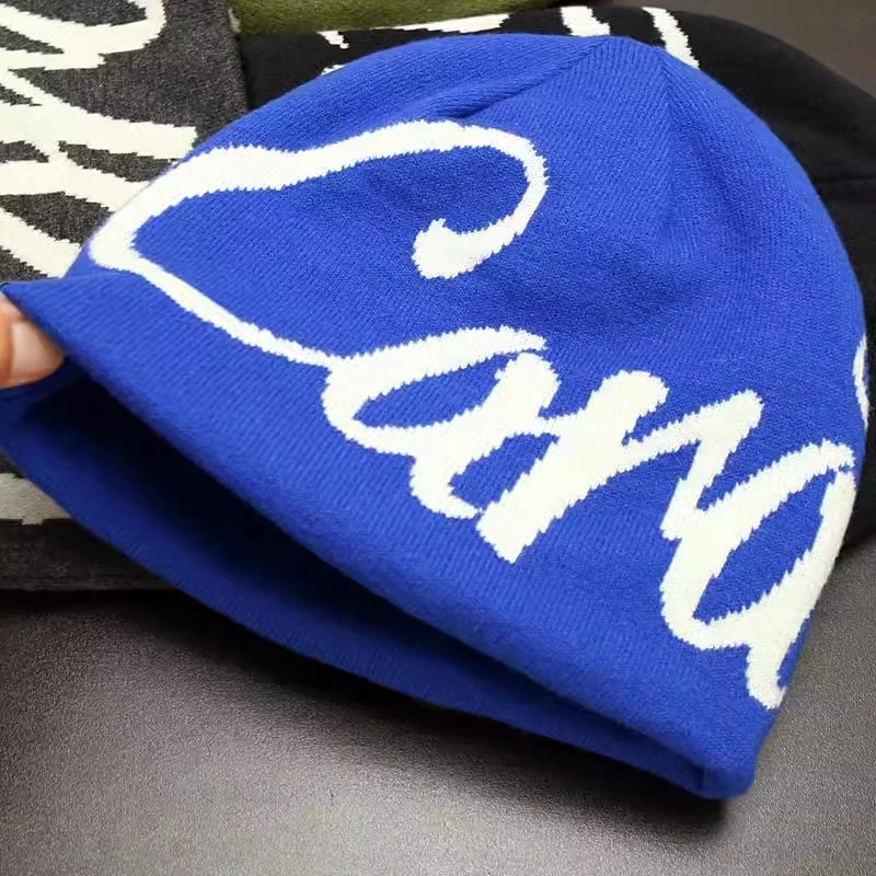 美式街头字母提花双面戴针织帽男女嘻哈滑板护耳套头帽秋冬冷帽潮
