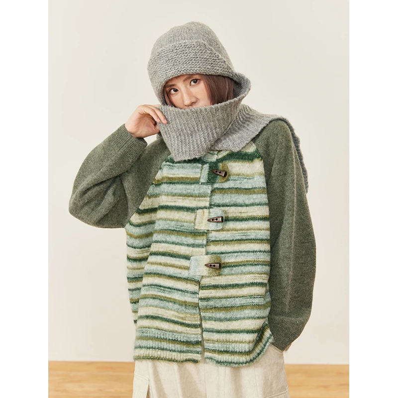 hothorse/火山马MZ08067DB宽松慵懒风软糯毛衣外套