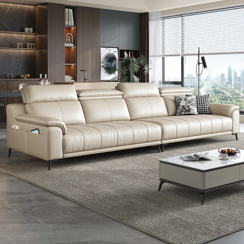 【618狂欢】直排真皮沙发客厅沙发头层牛皮简约意式皮沙发D006