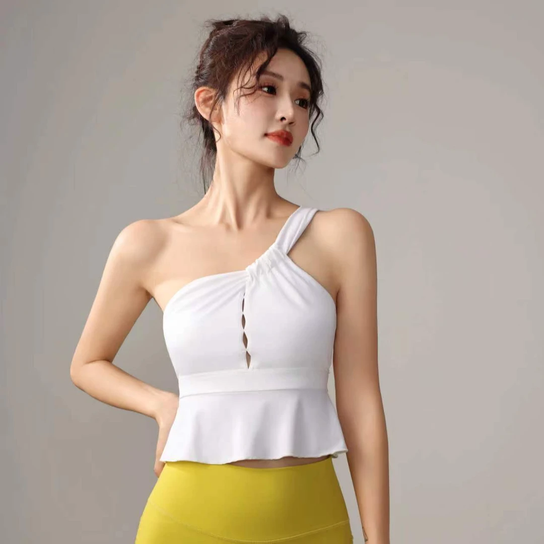 单肩纯欲小心机莱卡裸感背心（单上衣）718