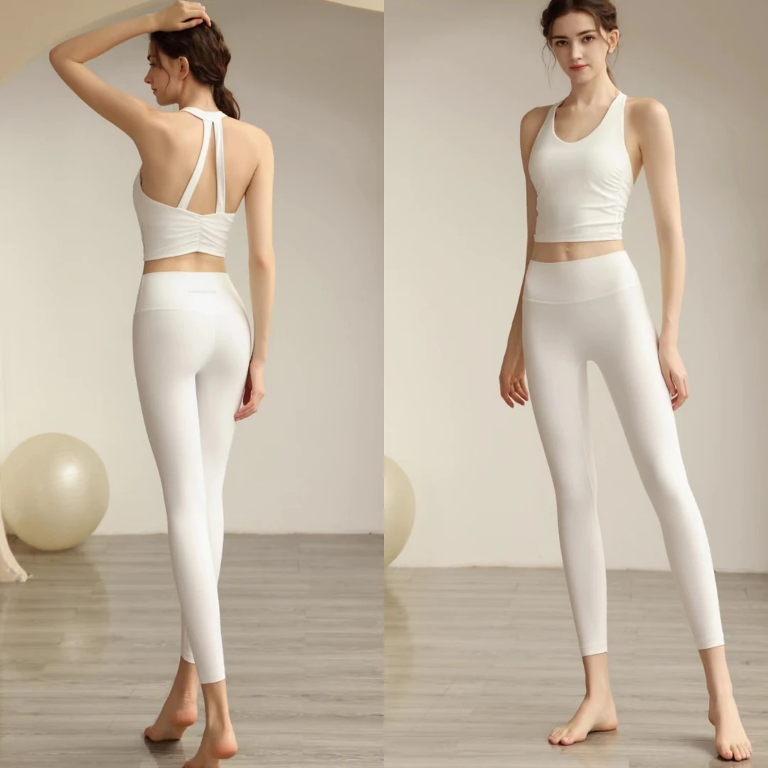 美背修身褶皱高级V领瑜伽服裸感普拉提套装606