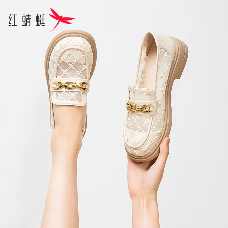 红蜻蜓一脚蹬乐福鞋女款2025新款爆款时尚百搭复古英伦风气质单鞋