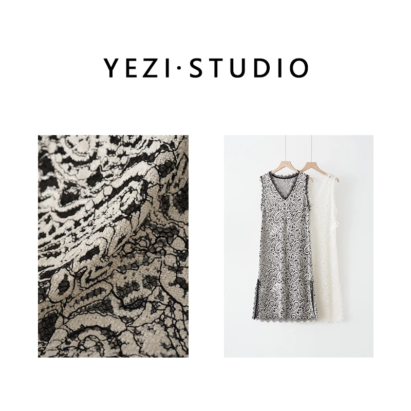 【蕾丝美学-背心裙】腰果花立体蕾丝开叉连衣裙24331505