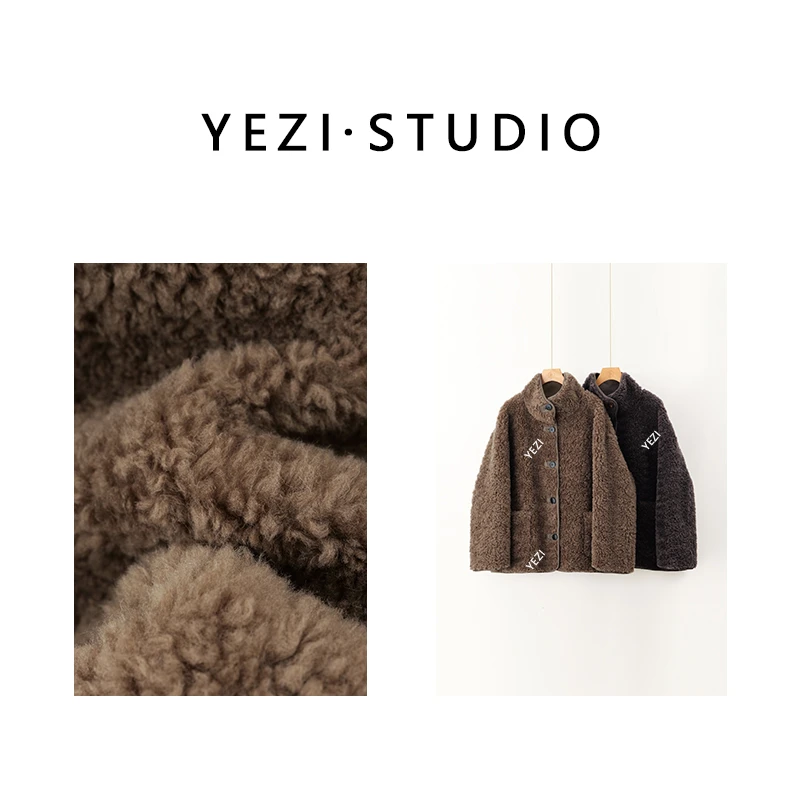 叶子定制-【轻暖】羊羔毛立领一手长大衣外套24415202-11/11