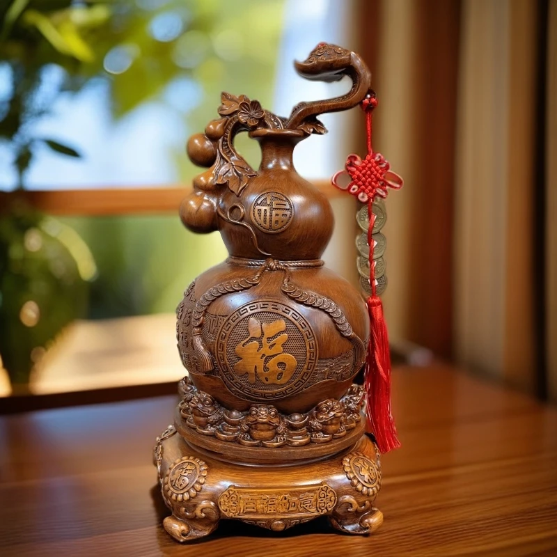 DA  百福如意旋转葫芦中式办公室玄关客厅摆件（长16宽16高32cm）