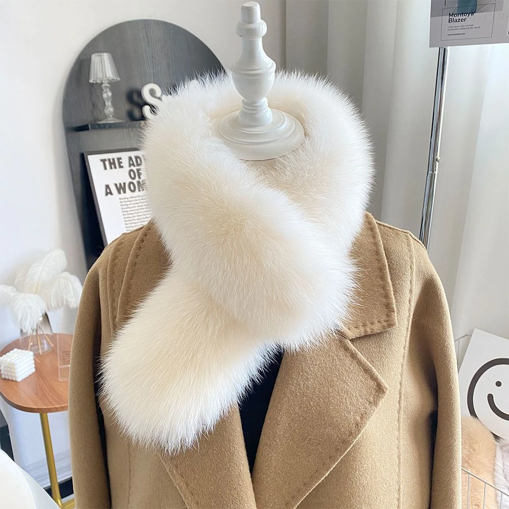 韩国真狐狸毛围巾双面加厚保暖护颈皮草围脖简约气质款百搭毛领子