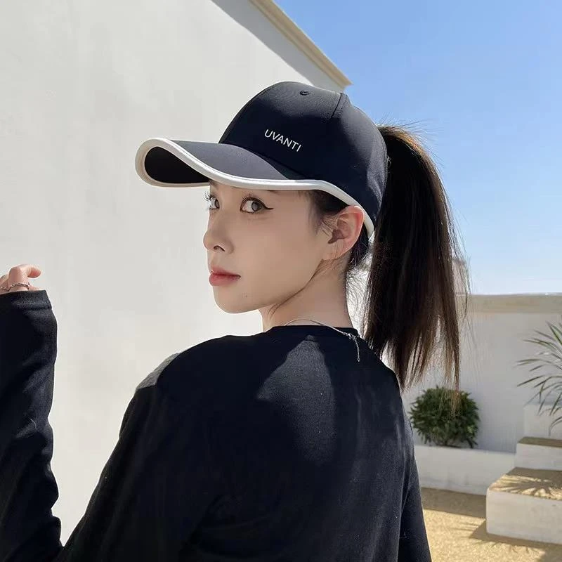 UV冰丝抗UV空顶运动跑步帽女夏季遮阳帽遮阳防晒鸭舌棒球帽子网红