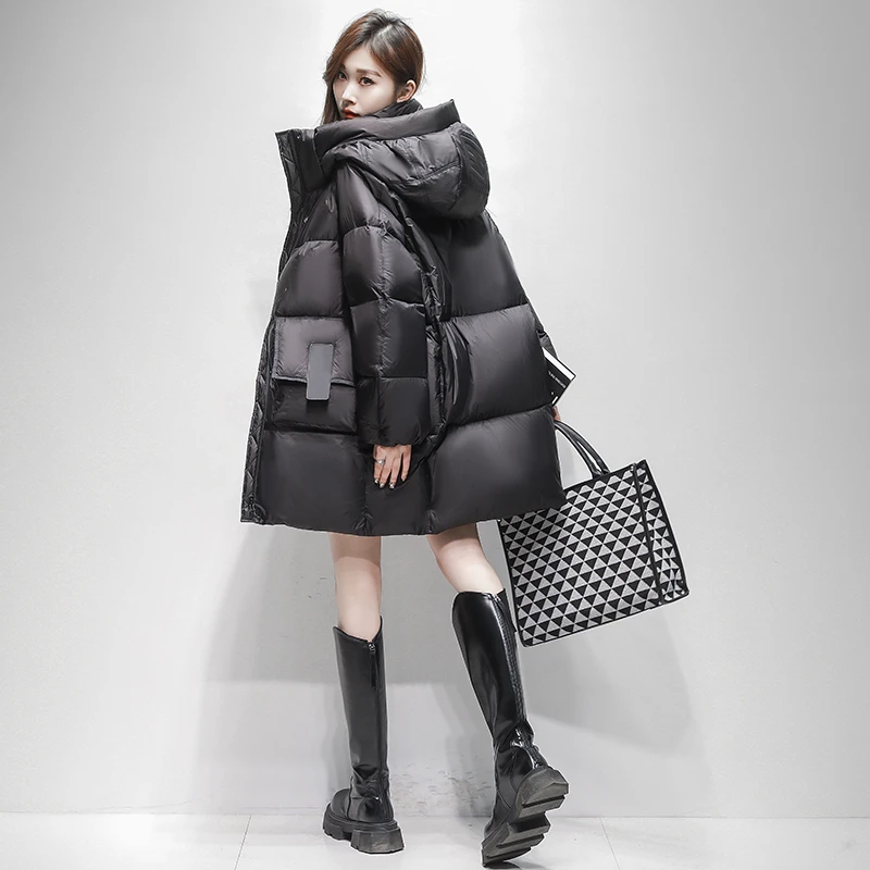 8035中长款羽绒服女2023冬新款韩版时尚白鸭绒显瘦面包服