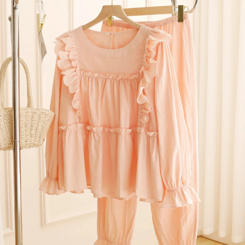 【半塘甜心7261】 甜美秋季新纯棉薄款外穿公主长袖家居服睡衣套装