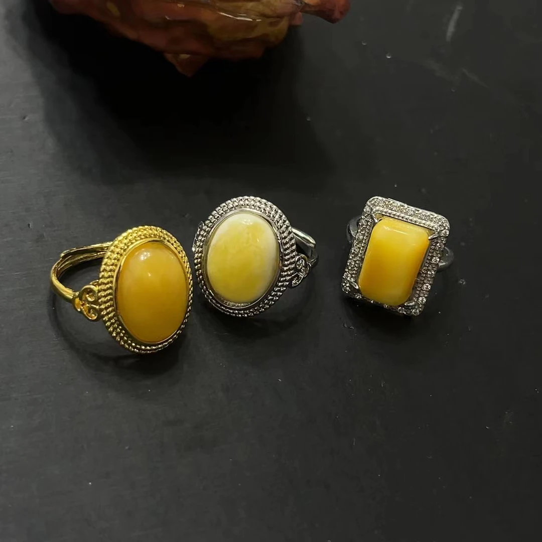 天然蜜蜡蛋面戒指 M230—多样性发一件