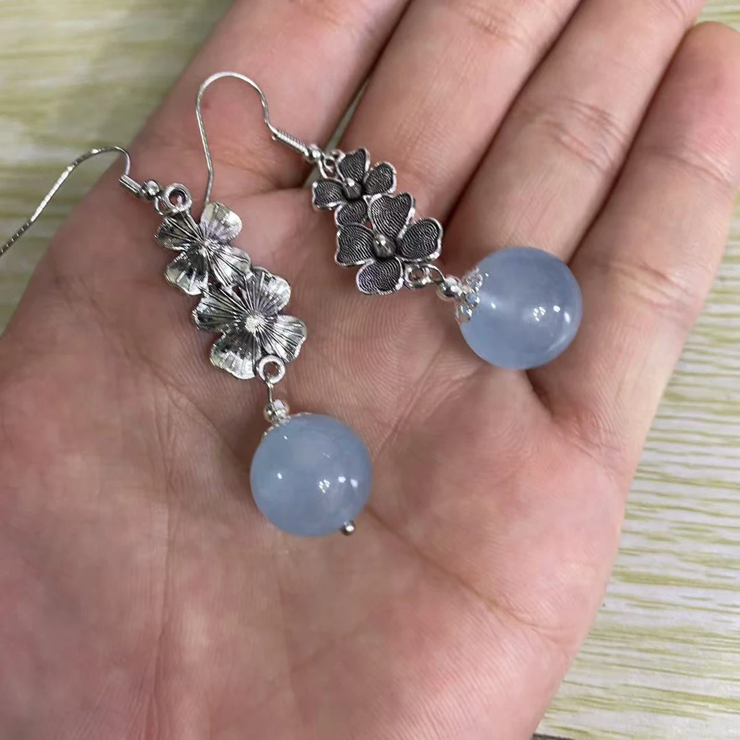 天然海蓝色耳坠 h055-多样性发