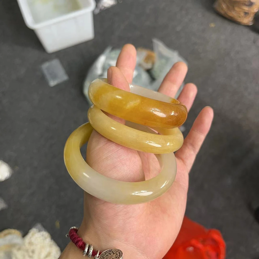 天然缅甸黄龙玉手镯—多样性发一件