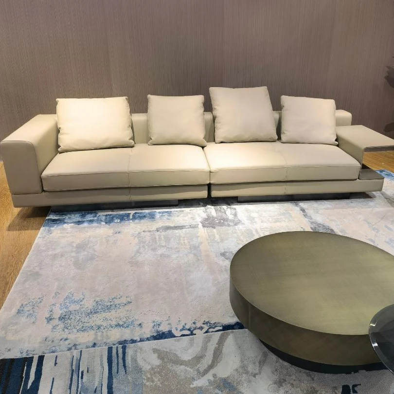 凡木思网红款康耐利头层牛皮意式极简真皮沙发铁扶手客厅三四位