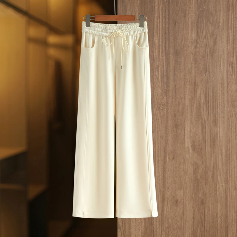 纯色高腰百搭长裤休闲裤垂感直筒裤女微胖女生裤子-155