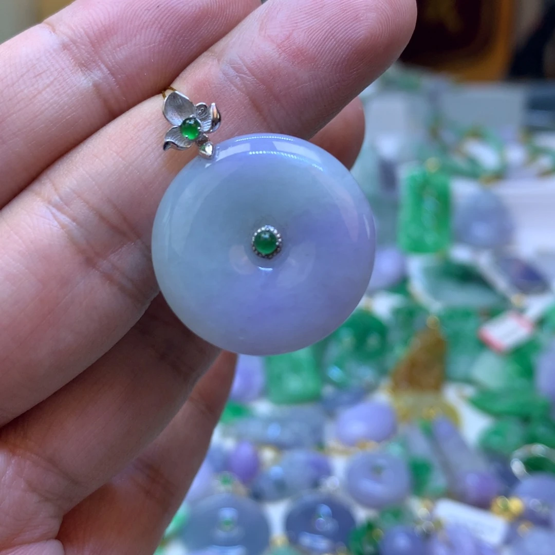 翡翠颈饰18K金镶嵌111111111