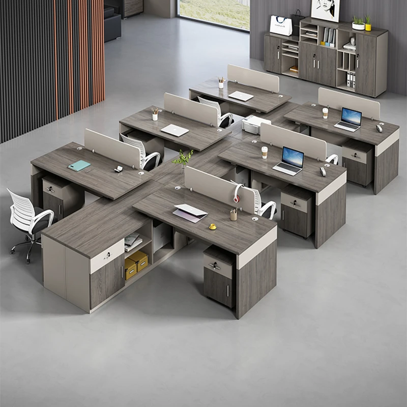 办公桌椅组合四人位简约现代职员办公桌4人位2员工办公家具办公室