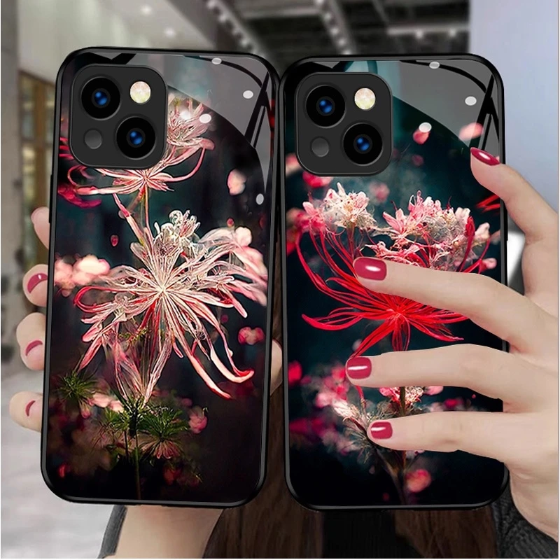 彼岸花适用苹果15/华为/小米/OPPO/VIVO手机壳14玻璃13网红新款12