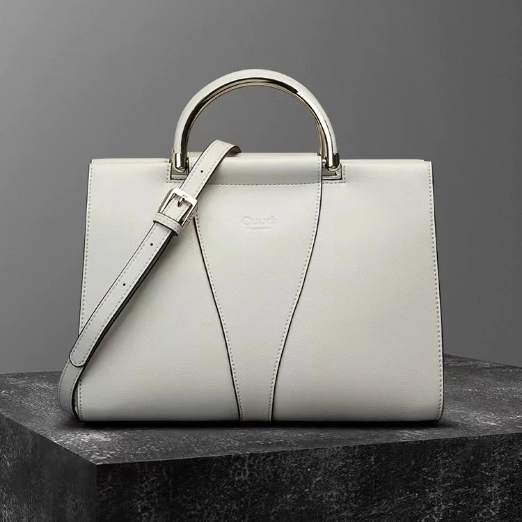 【专柜】cuud时尚轻奢手提牛皮女士包小众商务白色真皮单肩斜挎女包