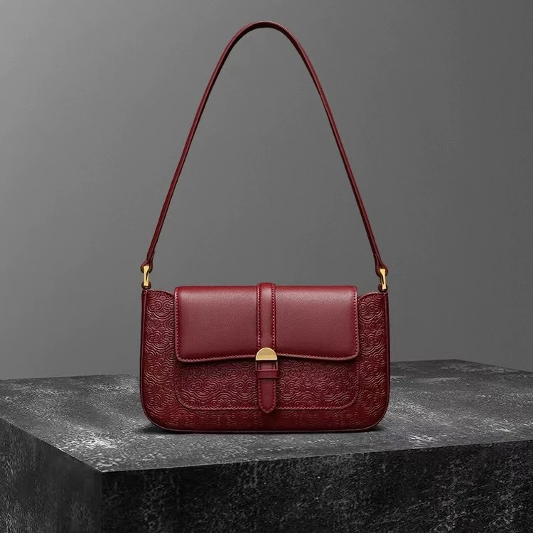 【专柜】Cuuud时尚轻奢单肩腋下牛皮女士包小众气质轻奢手提真女包