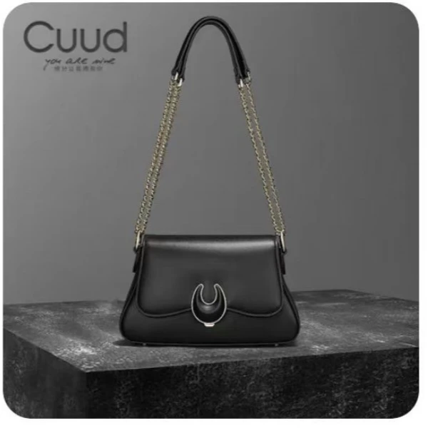 【专柜】Cuud新款时尚轻奢牛皮链条腋下包小众单肩斜挎手提真皮女包