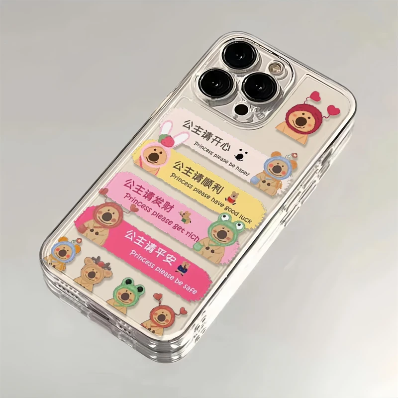 柿子椒熊公主发财iPhone14苹果15Plus手机壳11标签13promax透明12