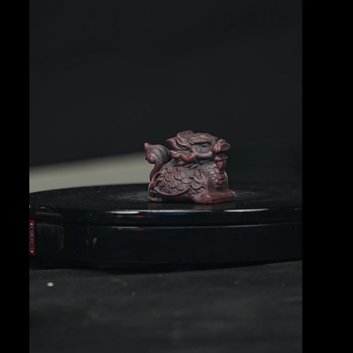 宜兴原矿高端紫砂茶宠文玩——火焰金钱龙龟