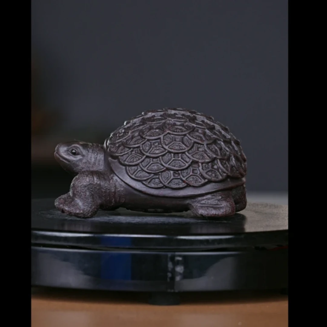 宜兴原矿高端紫砂茶宠文玩——金钱龟