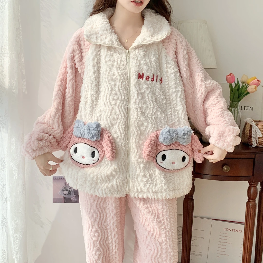 【秋冬-法兰绒】孕妇睡衣月子服加绒加厚产后哺乳12-1-2-3月份套装