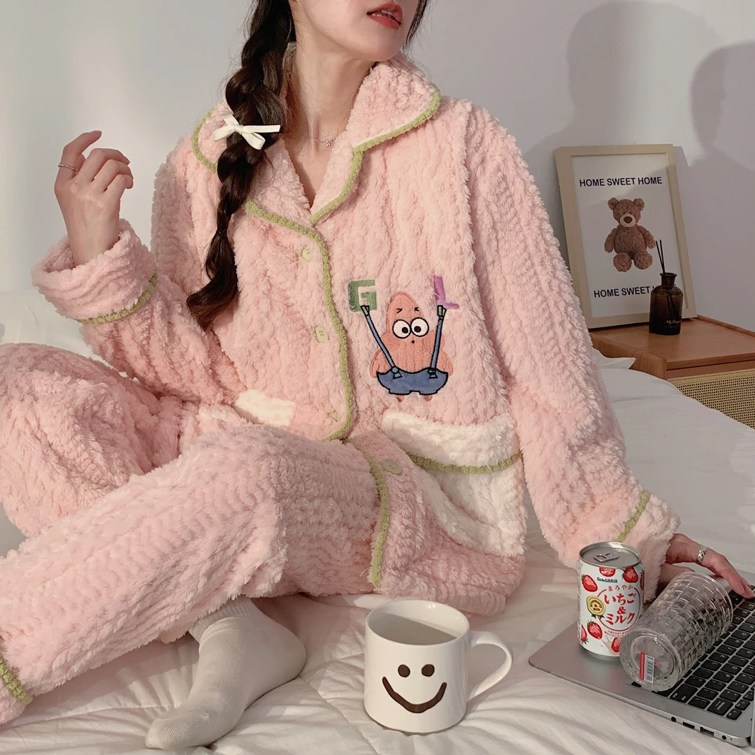 【秋冬-法兰绒】月子服加绒加厚产后哺乳10-11-12-1月孕妇睡衣家居