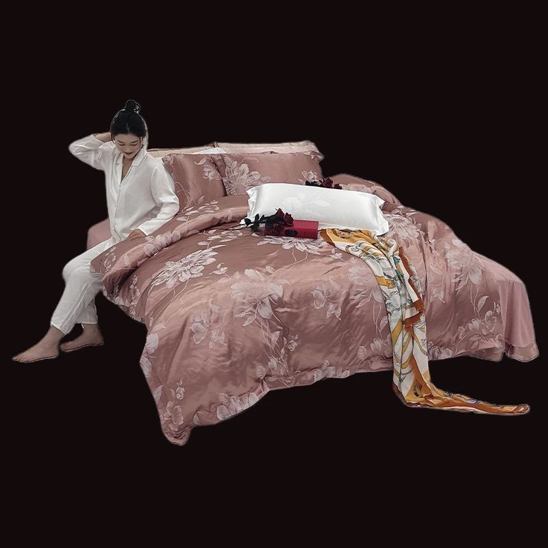 【浪漫满屋-粉】粉色大花大气高级提花四件套床品套件面料细腻柔软