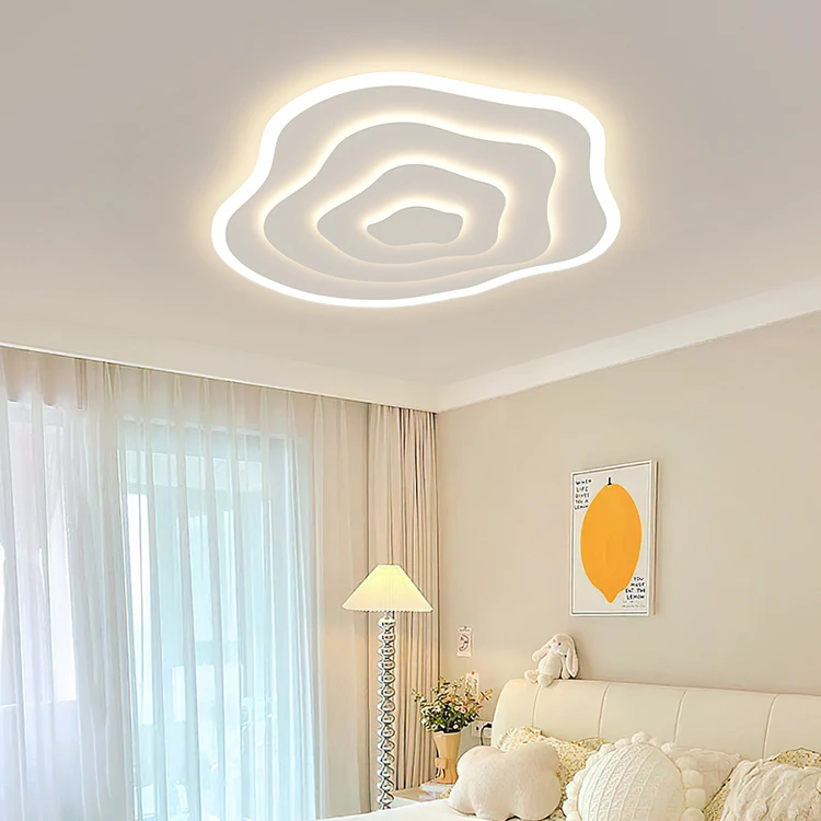 极简年轮客厅灯现代简约大气吸顶灯设计师奶油风主卧室灯中山灯具