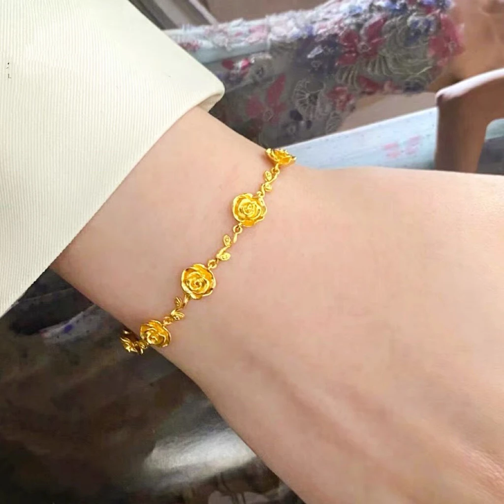 合金手链 2023新款玫瑰花手链女小众轻奢不掉色仙女饰品气质时尚