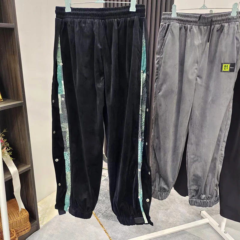 【9758包邮】2024秋季新款青少年学生港风潮流百搭丝绒休闲长裤