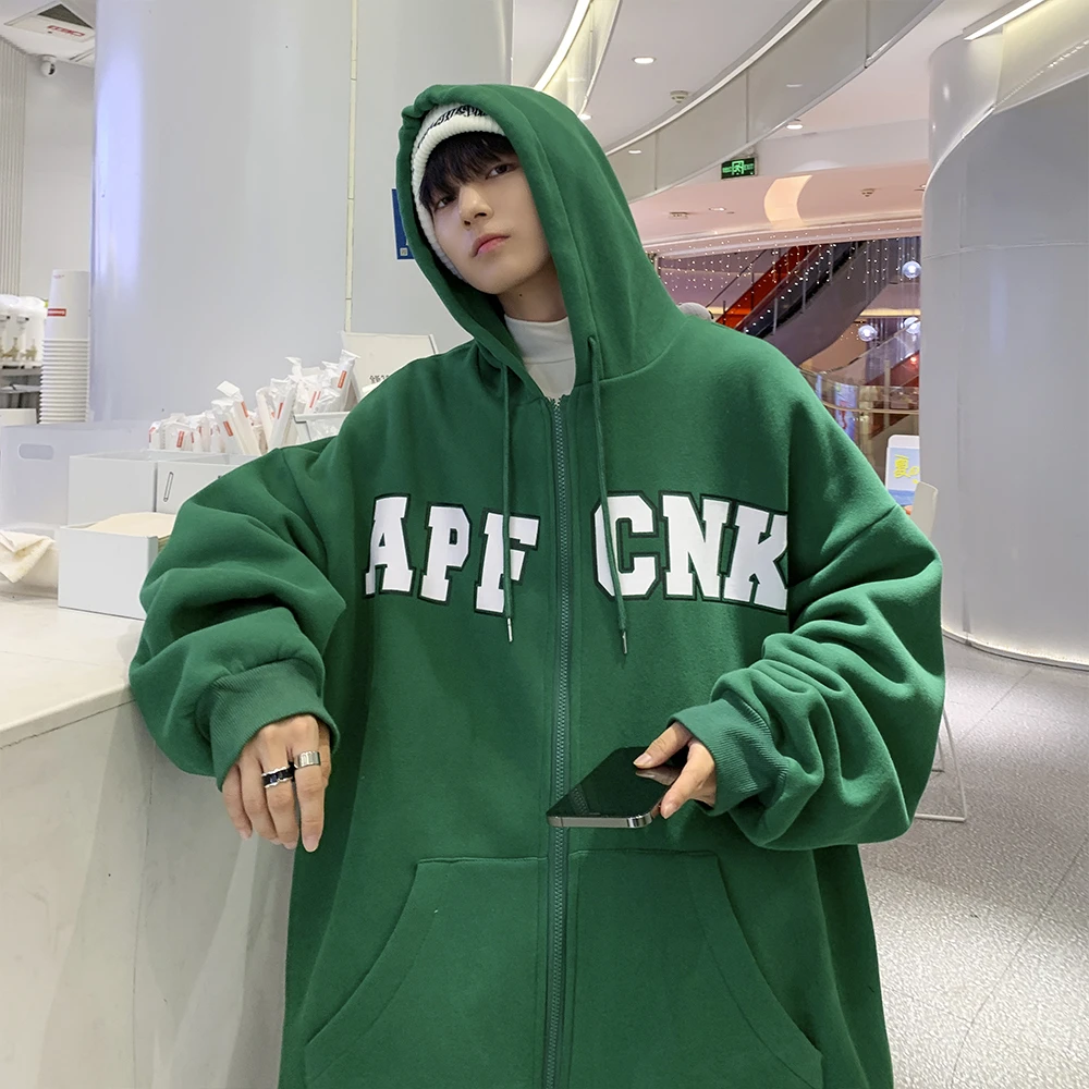 【10234包邮】2023秋季新款青少年学生港风加绒美式印花开衫