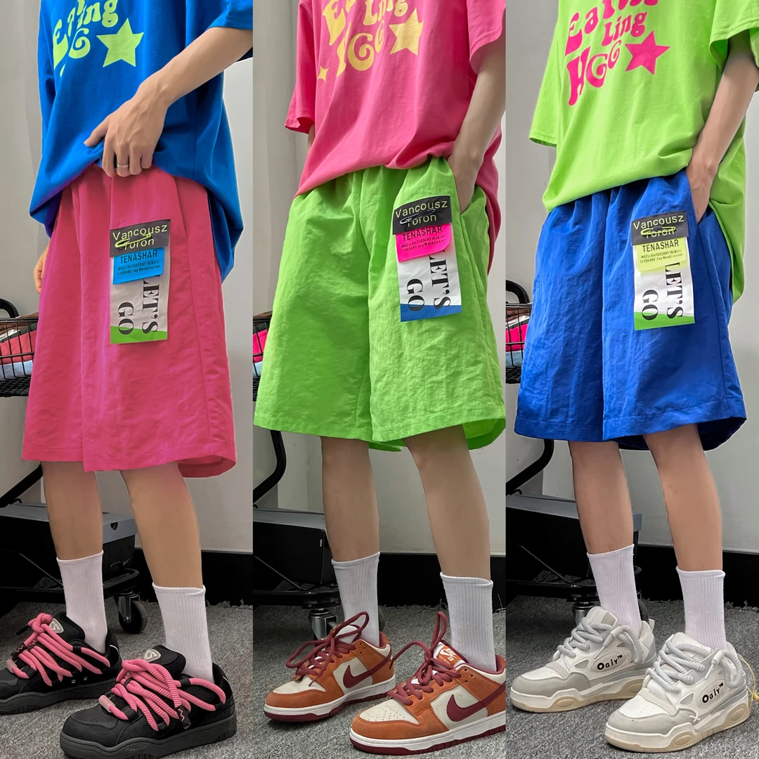 【10885包邮】2024夏季新款港风青少年学生沙滩五分运动休闲短裤