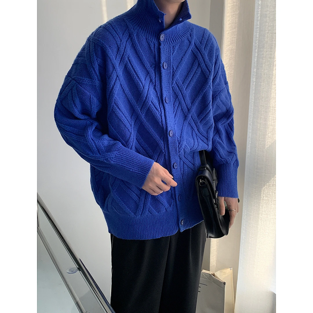 【10401包邮】2024春秋款青少年港风学生菱形格针织开衫毛衣外套