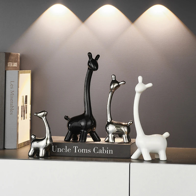 轻奢高档一家四口小鹿摆件高端大气客厅电视酒柜高级感家居装饰品