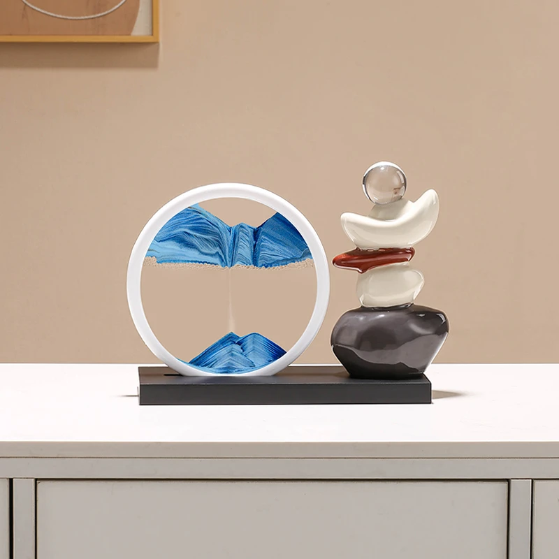 时来运转流沙画摆件办公室家居客厅玄关电视柜酒柜轻奢高档装饰品