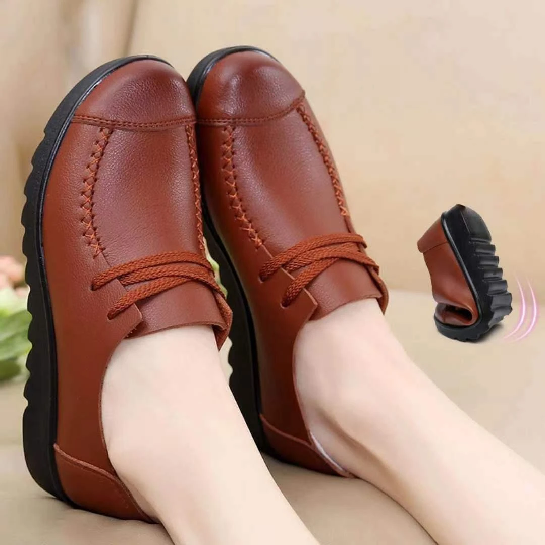 中老年妈妈 皮鞋软底防滑大码41舒适平底软底牛皮真皮女鞋老人鞋