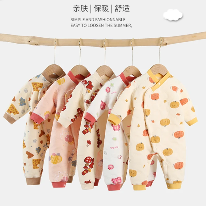 婴儿厚儿童新生儿纯棉冬季保暖连体衣宝宝亲肤加厚哈衣秋冬季衣服
