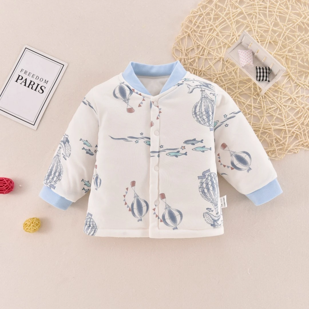 《上市特惠》婴儿新生儿衣服宝宝薄棉服保暖外套夹棉上衣里外纯棉